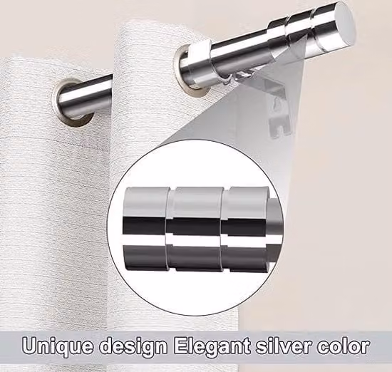Maniglia per tenda in acciaio inossidabile per doccia o camera da letto, disponibile in nero o argento, regolabile da 78 a 229 cm