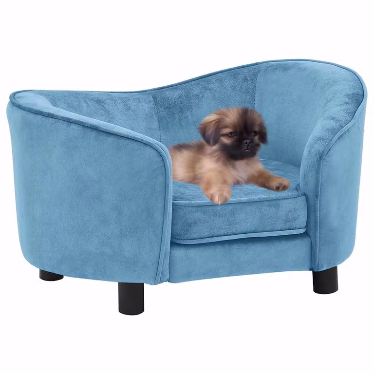 vidaXL Divano per Cani in Velluto Turchese con Struttura in Legno di Abete, L: 69 cm, P: 49 cm, H: 40 cm