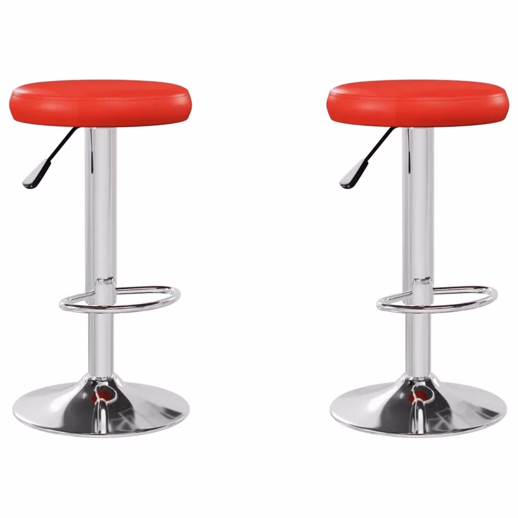 Set di 2 sgabelli da bar vidaXL in similpelle rossa con struttura in metallo per cucina e soggiorno – 2