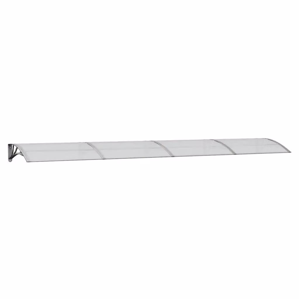 Tettoia per porta curva vidaXL in policarbonato e alluminio, Grigia e Trasparente, L: 400 cm, P: 75 cm – 2