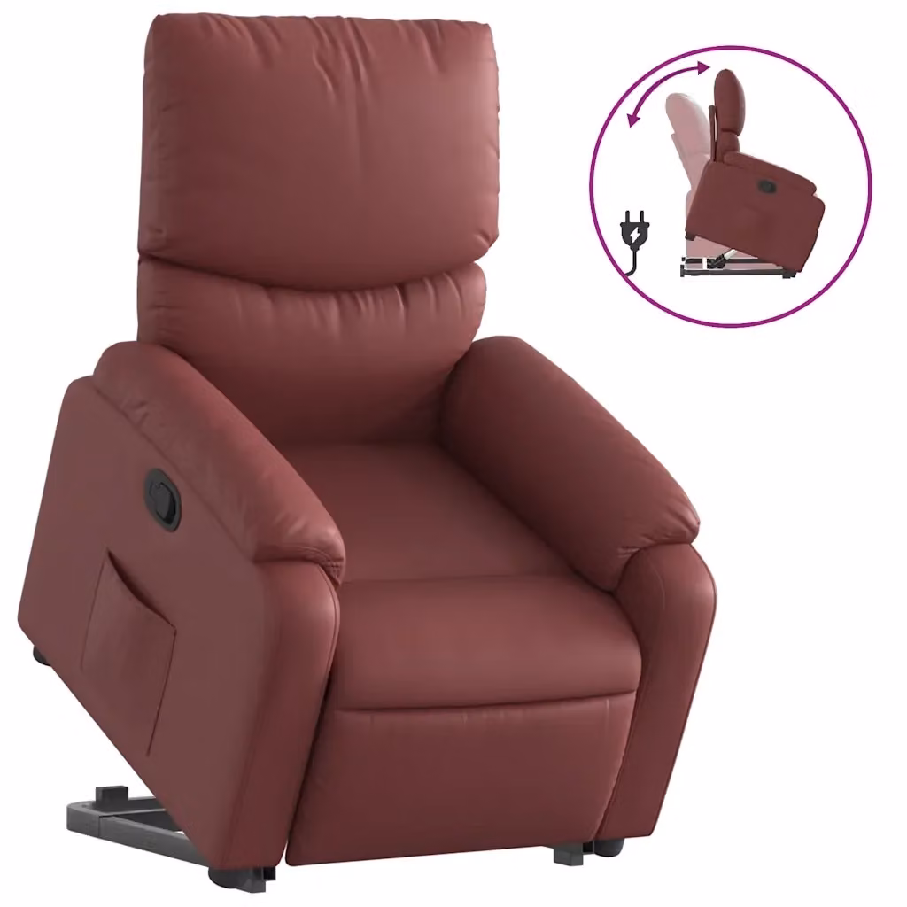 Poltrona Alzapersona Reclinabile con Assistenza Elettrica vidaXL in Similpelle Rossa – 2