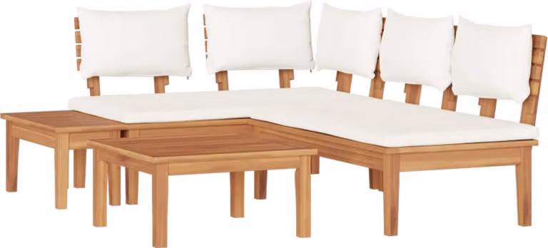 Set Divano da Giardino 4 pcs Marrone e Crema