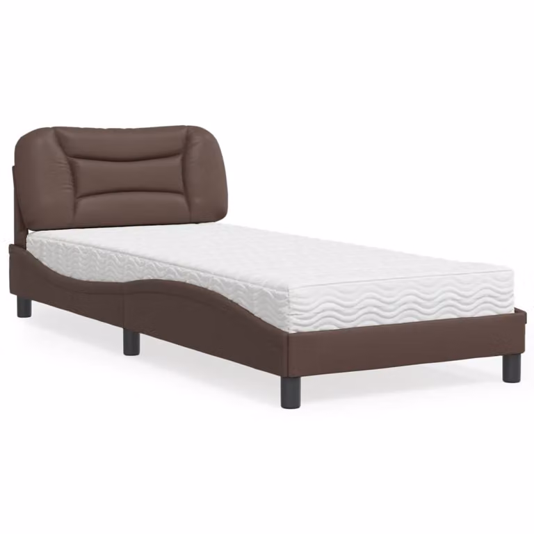 Letto con Materasso Hvar vidaXL in Similpelle Marrone, L/P/H: 90 x 200 cm