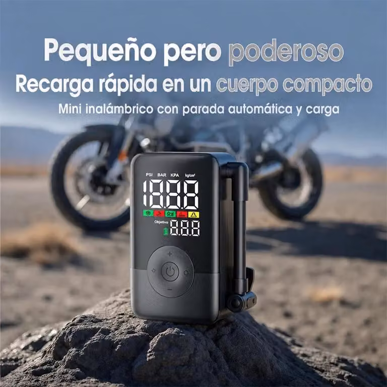 Pompa per pneumatici portatile - Compressore senza fili - 150 PSI - Ricaricabile - Display digitale - Luce di emergenza a LED