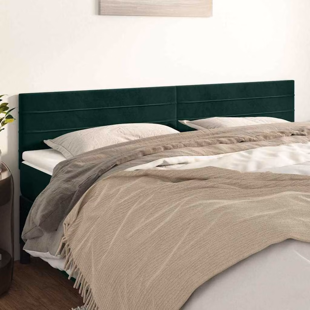 Testiera per letto vidaXL in velluto verde scuro, L: 160 cm, P: 5 cm, H: 78-88 cm