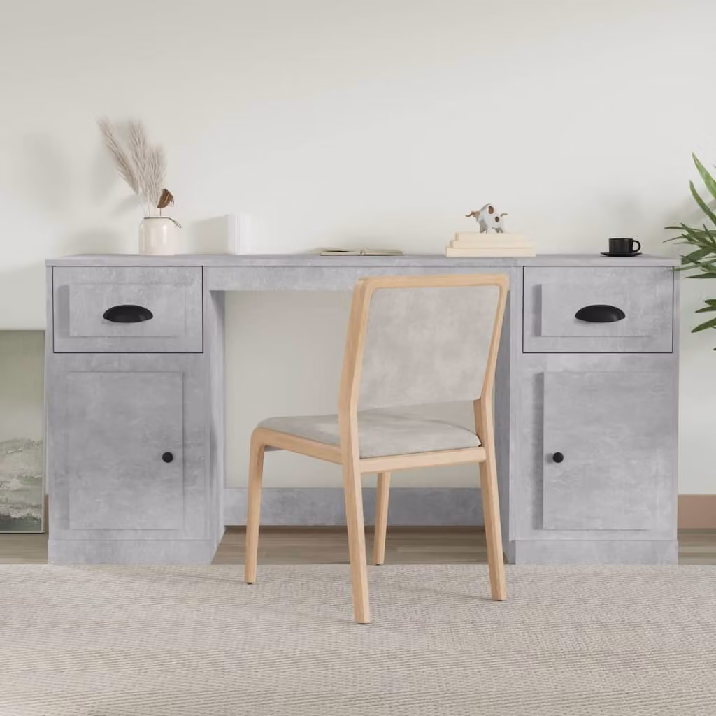 Maison Exclusive - Scrivania con contenitore Grigio cemento Materiale ligneo