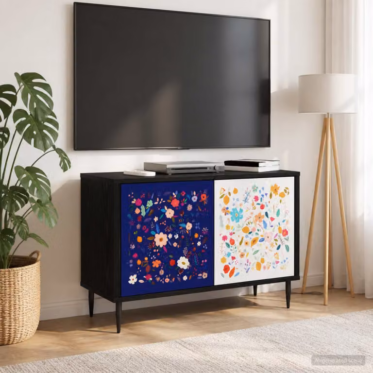 vidaXL Mobile TV MAINZ Carrello porta TV moderno in Rovere Nero L: 69 cm, P: 33 cm, H: 50,5 cm