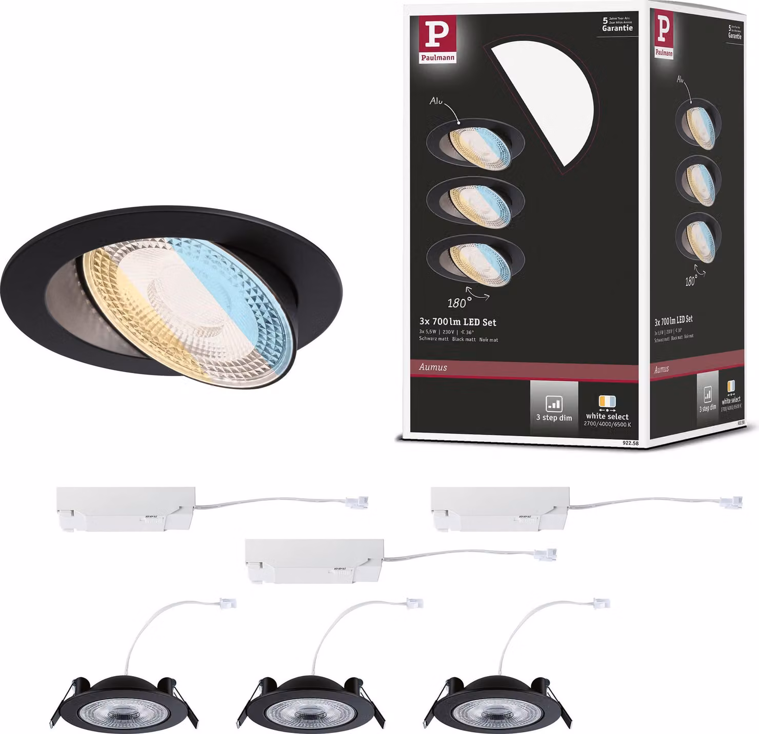 Paulmann Luce da incasso a LED Aumus set di 3