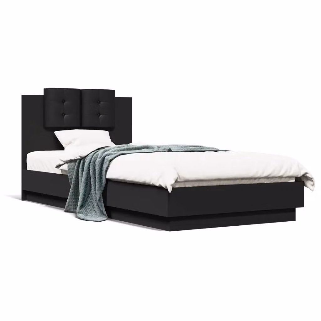 vidaXL Giroletto con Testiera Nero in Legno Multistrato 100x200 cm – 2
