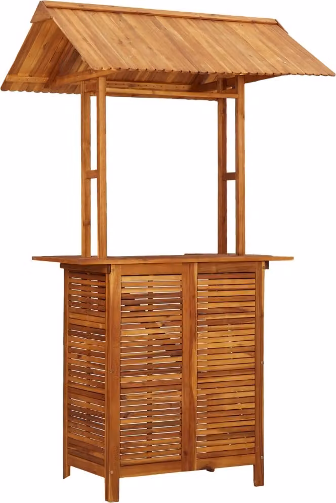 Tavolo Bar Esterno con Tetto 113x106x217cm Massello di Acacia