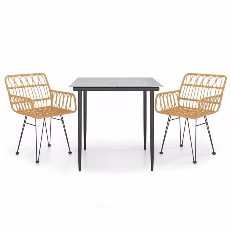 Set da Pranzo da Giardino 3 pz in Polyrattan