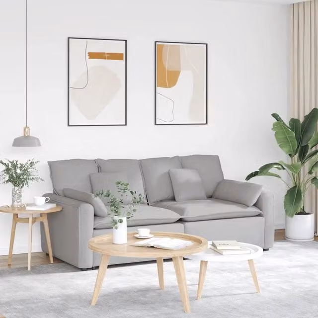 Divano Modulare con Cuscini Grigio Nuvola 3321126