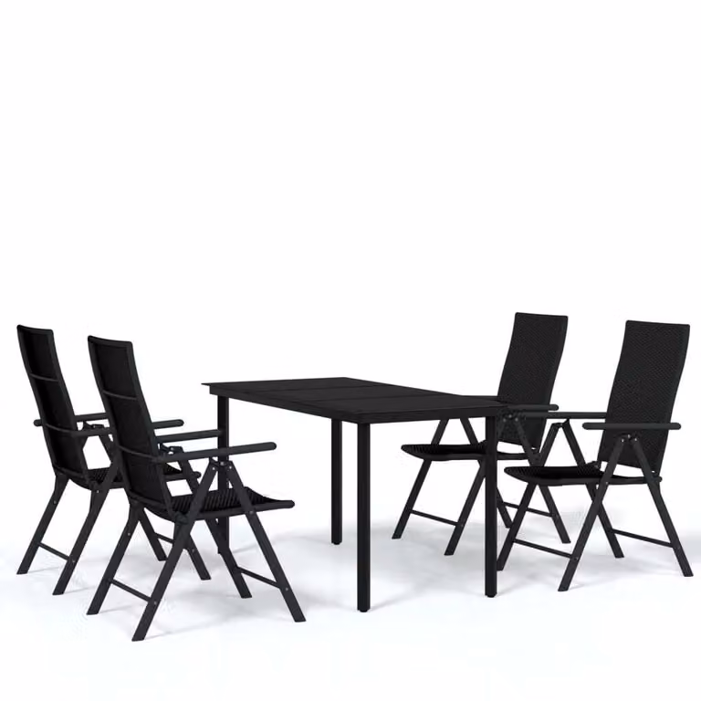 Set da Pranzo da Giardino 5 pz Nero