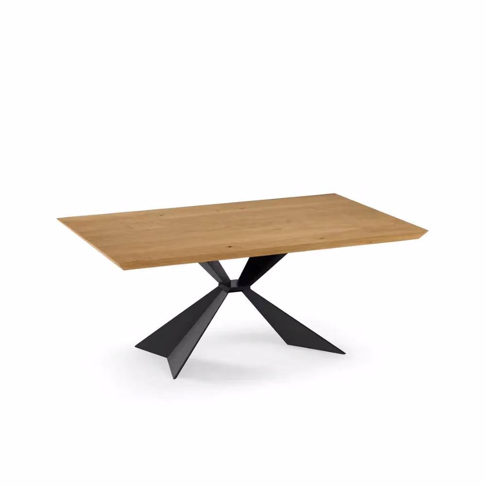 Tavolo da pranzo fisso Taurus Duzzle in legno impiallacciato rovere naturale e metallo, L: 200 cm, P: 100 cm – 2