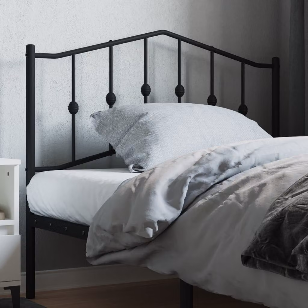 Testiera di ricambio in metallo vidaXL in stile classico, colore nero laccato, Larghezza: 112 cm