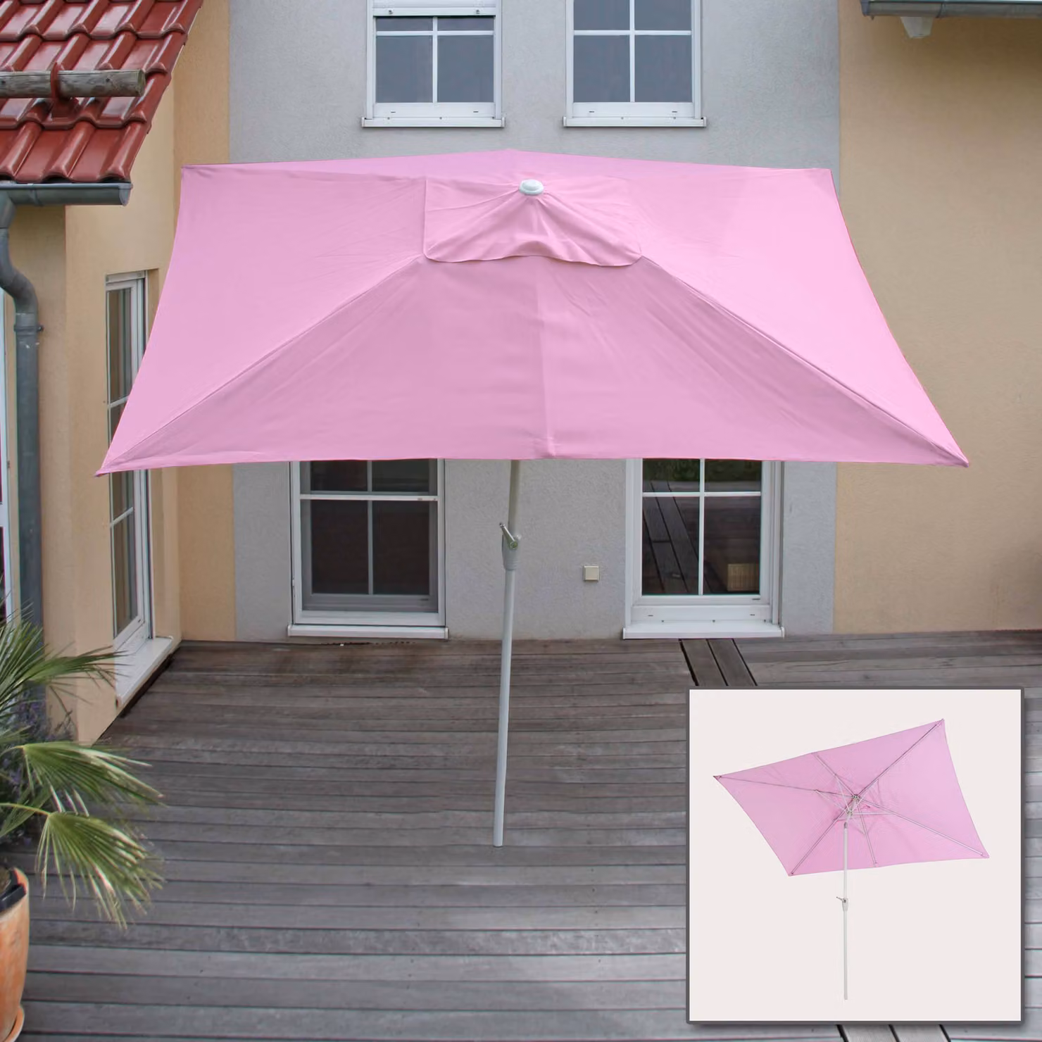 Ombrellone Castellammare, ombrellone da giardino, rettangolare 2x3 m, inclinabile, poliestere/alluminio, 4,5 kg, protezione UV 50+ ~ lilla