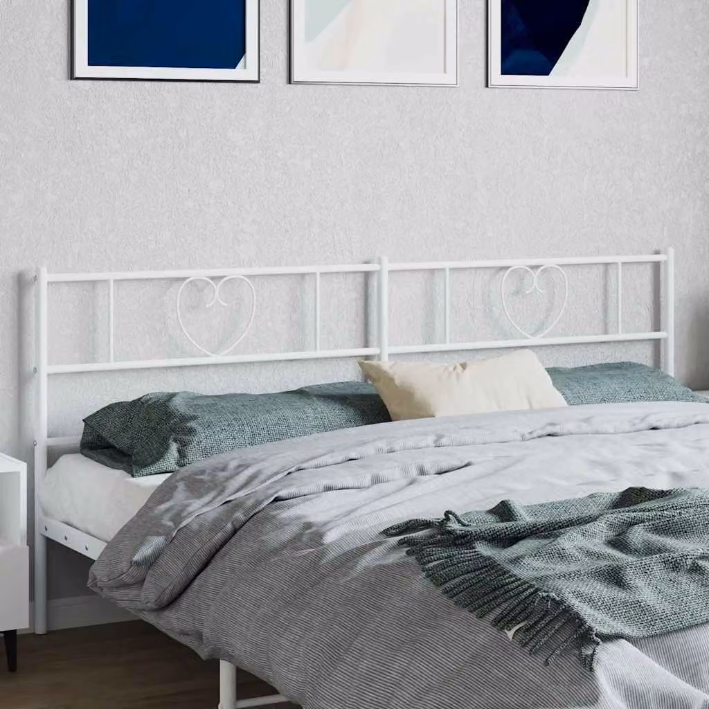 Testiera di ricambio vidaXL in metallo bianco laccato, L: 206 cm, H: 90 cm