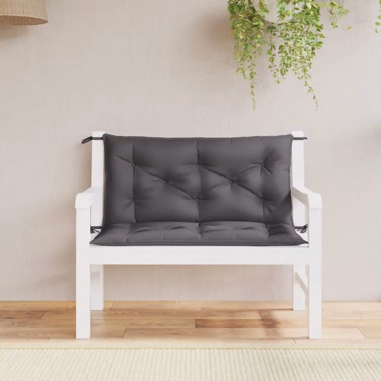 Set di 2 cuscini per panca da giardino vidaXL in tessuto Oxford idrorepellente e traspirante, colore antracite, L 100 cm x P 50 cm x H 7 cm