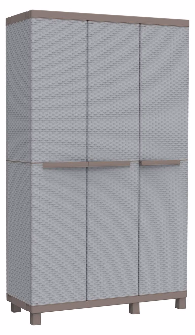 Armadio multifunzionale, aspetto rattan, 3 ante, dimensioni 102x39x170 cm