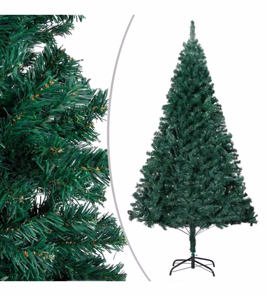 Set Albero Natale Artificiale con LED e Palline Verde 180cm PVC