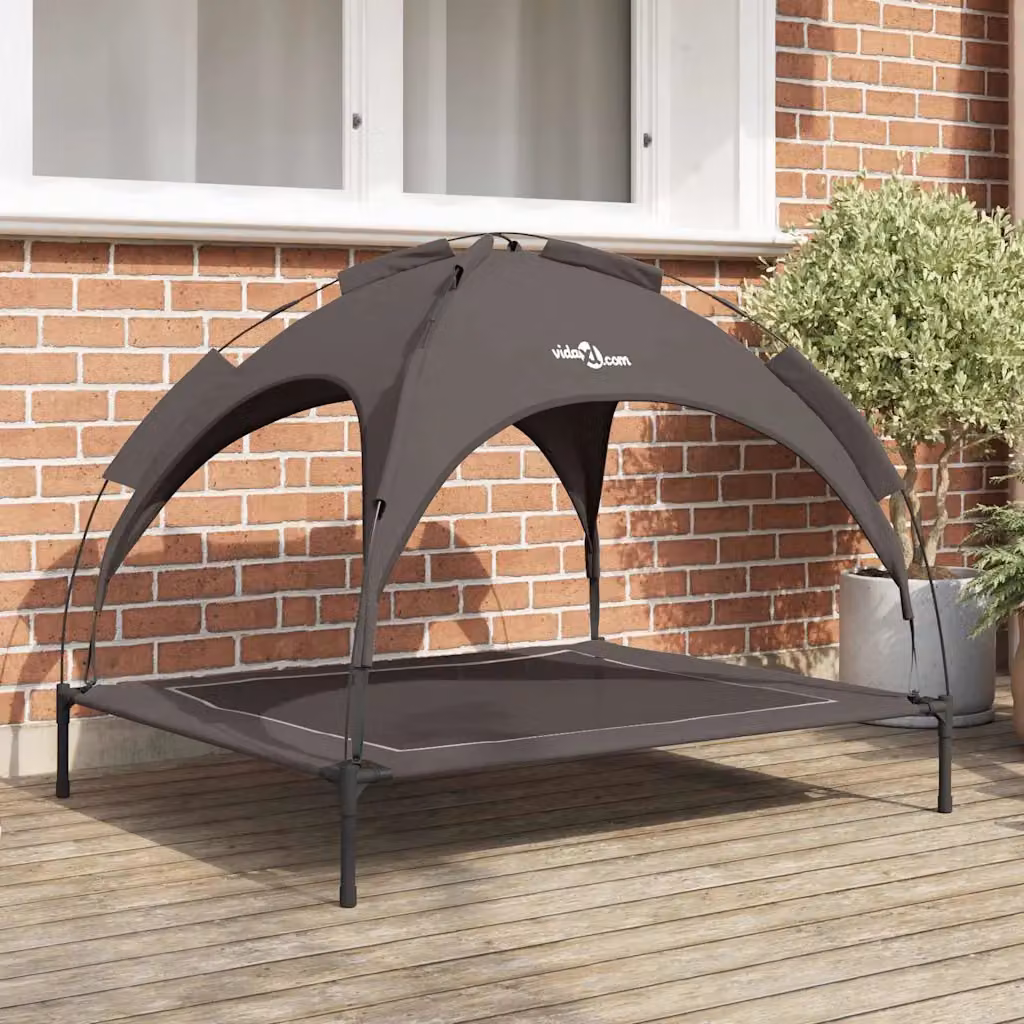 Letto per cani vidaXL in metallo marrone con tetto rimovibile e pavimento rialzato L: 104 cm, P: 86 cm, H: 84,5 cm