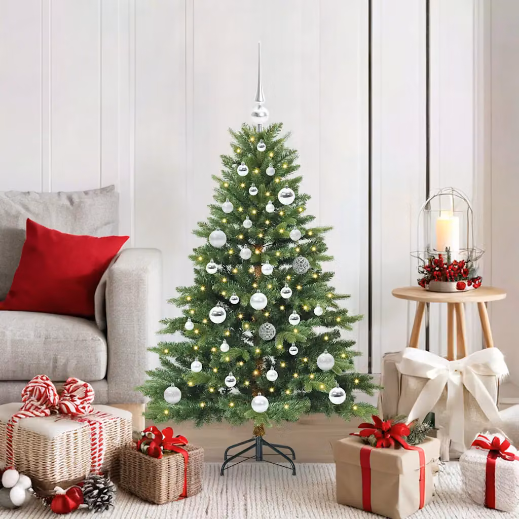 Albero di Natale artificiale vidaXL verde con 150 LED luce bianca calda in PE e PVC, Altezza: 120 cm