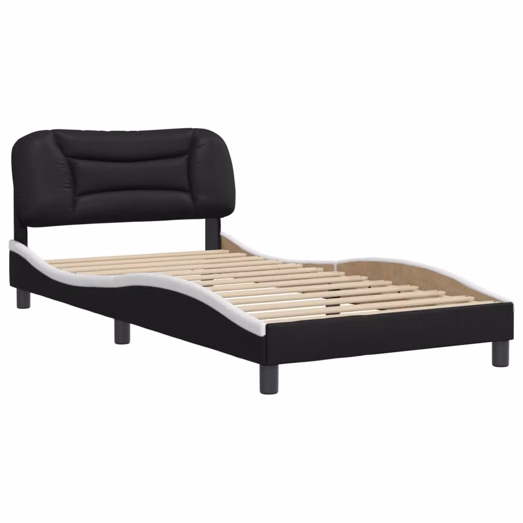 Giroletto senza Materasso Hvar Nero e Bianco 100x200 cm in Pelle finta