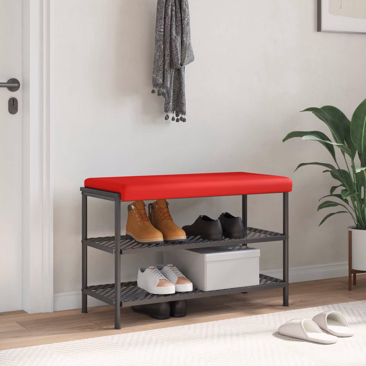 vidaXL Cuscino per panchina in similpelle rosso con base antiscivolo e imbottitura in schiuma, L/P/H: 80 x 38 x 35 cm