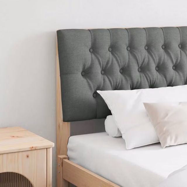 Testiera imbottita con cuscini vidaXL in pino massello, colore grigio scuro, larghezza: 200 cm – 1