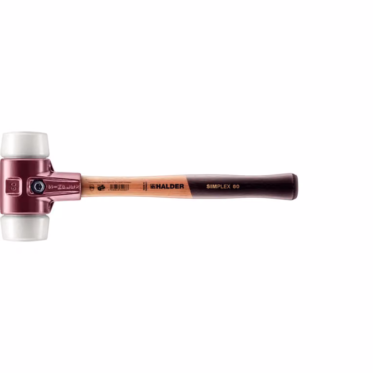 Mazza SIMPLEX soft-face con alloggiamento TE e manico in legno, Ø 60, superplastica