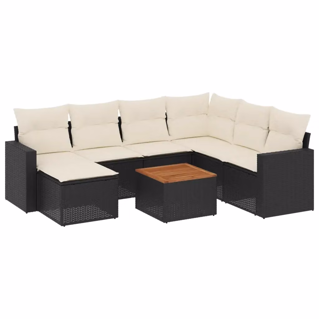 vidaXL Set Divani da Giardino a L con Cuscini 8 pz in Polyrattan Nero – 2
