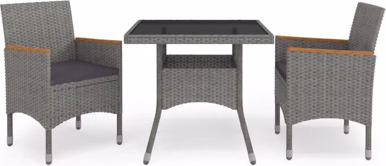 Maison Exclusive - Set da pranzo da giardino a 3 pezzi in rattan sintetico grigio e legno di acacia