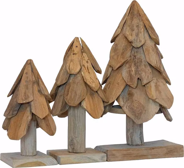 Albero di Natale 3 pcs Marrone Legno massello di teak