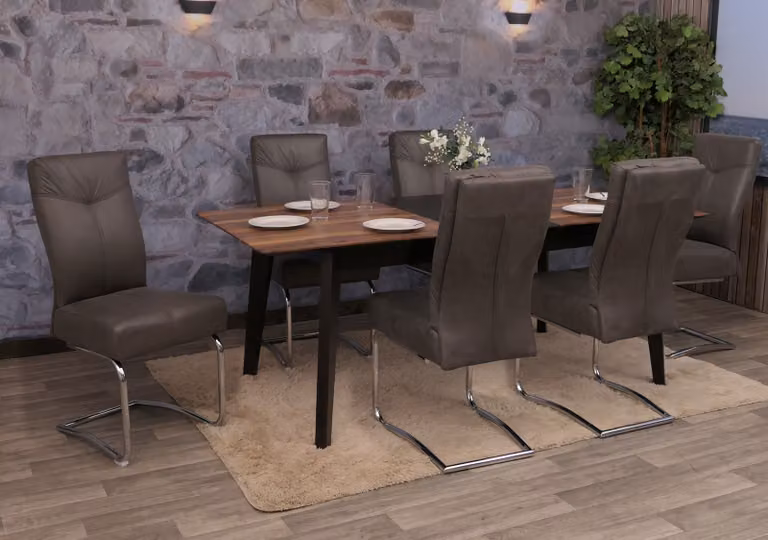Set da 6 sedie da pranzo MCW-G56, sedie da cucina a sbalzo, rivestimento in tessuto effetto pelle scamosciata ~ grigio
