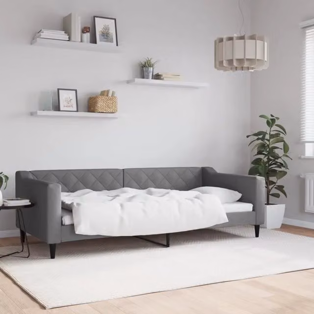 Letto da giorno moderno vidaXL in tessuto grigio con struttura in legno e metallo