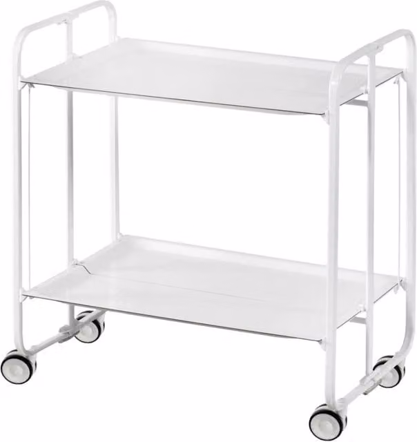 Carrello da cucina pieghevole DON HIERRO moderno in metallo bianco con ruote e ripiano in MDF laminato H 72,0 cm x L 66,0 cm x P 43,0 cm