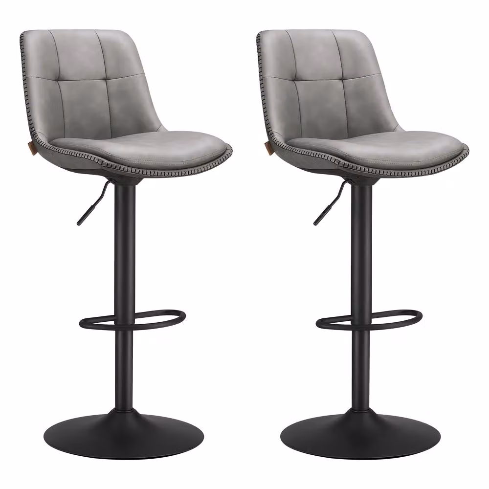 Set di 2 Sgabelli da Bar Nero Inchiostro, Grigio Tortora