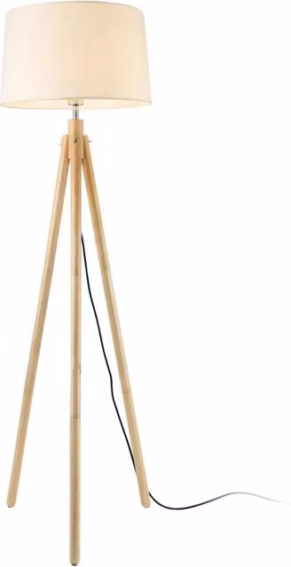 Lampada da terra con paralume in legno metallo e tessuto con finitura in legno e bianco 153 cm 03_0002432