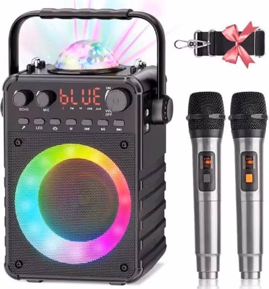 Impianto Karaoke Completo - Set Karaoke per Adulti - Set Karaoke per Bambini - Impianti Karaoke - Set Karaoke con 2 Microfoni - Set Karaoke con Microfono Senza Fili - Bluetooth - Senza Fili