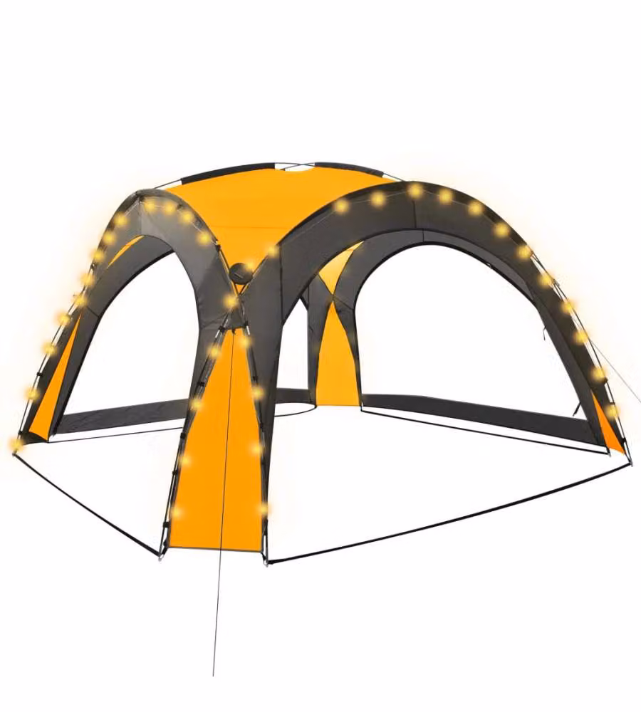 vidaXL Tenda per Feste con LED e 4 Pareti Gialla L/P/H: 360 x 360 x 230 cm – 2