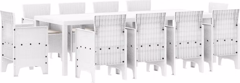 Set da Pranzo per Giardino 11 pcs Bianco Polipropilene