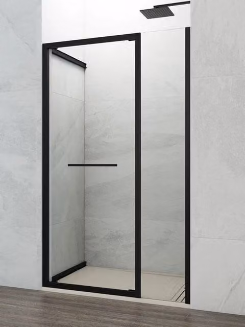 Box doccia SPAZIO con vetro fisso e porta, rettangolare, nero opaco, L: 120 cm