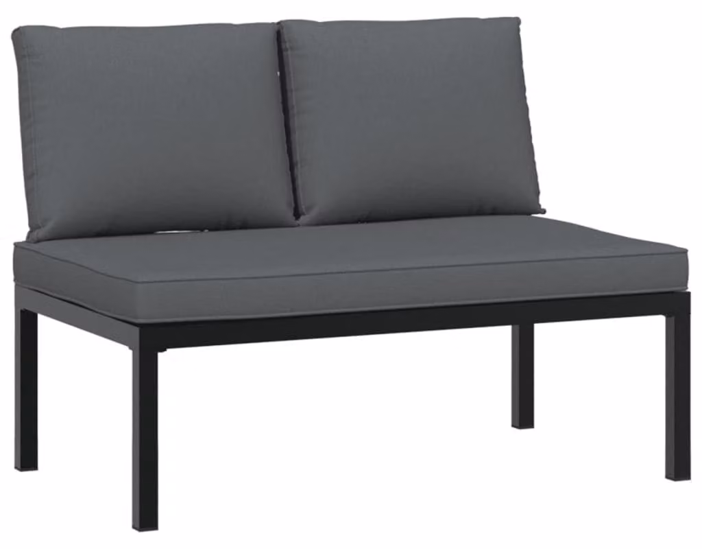 Panca da giardino in alluminio, con cuscino nero, dimensioni 110 x 73 x 73 cm, per uso esterno