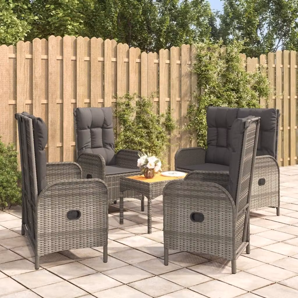 Maison Exclusive - Set da pranzo da giardino 5 pezzi con cuscini grigio in polyrattan