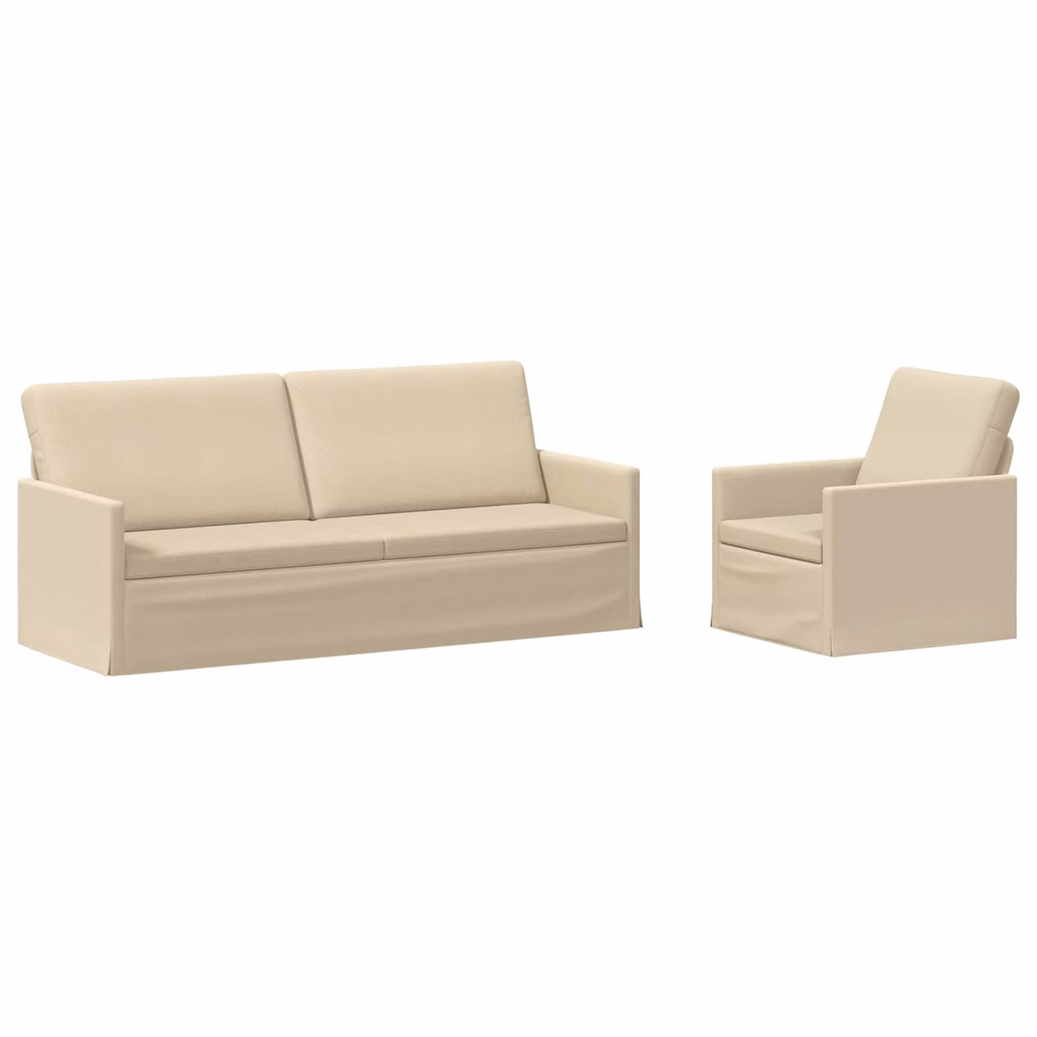 Set di 2 divani moderni vidaXL in tessuto beige con struttura in metallo per il tuo soggiorno