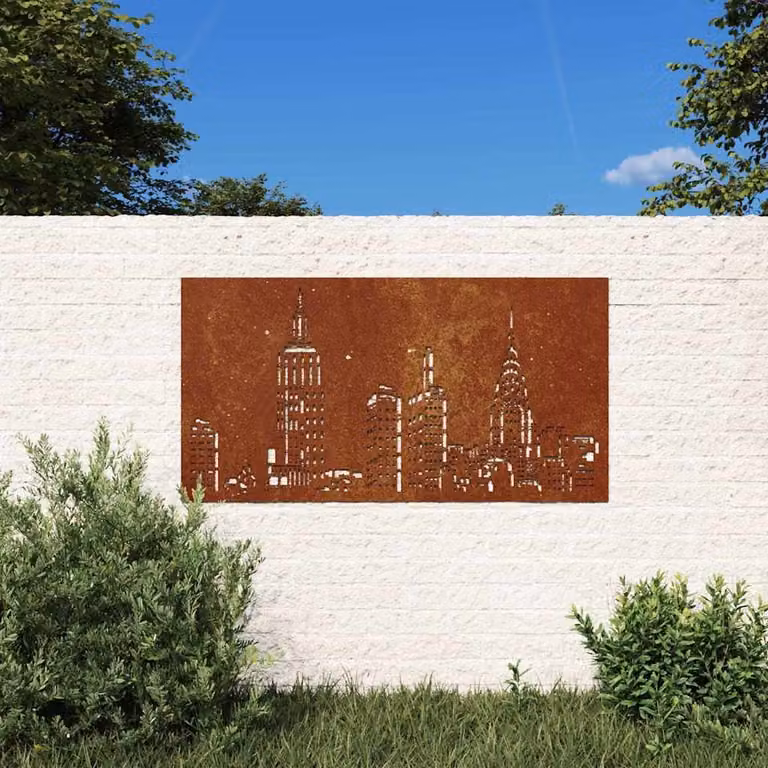 Decorazione Muro da Giardino Skyline vidaXL in Acciaio Corten Marrone L: 105 cm, H: 55 cm