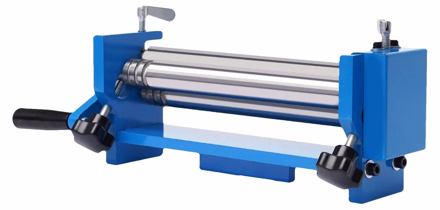 Macchina piegatrice, funzionamento manuale, struttura in acciaio resistente, colore blu