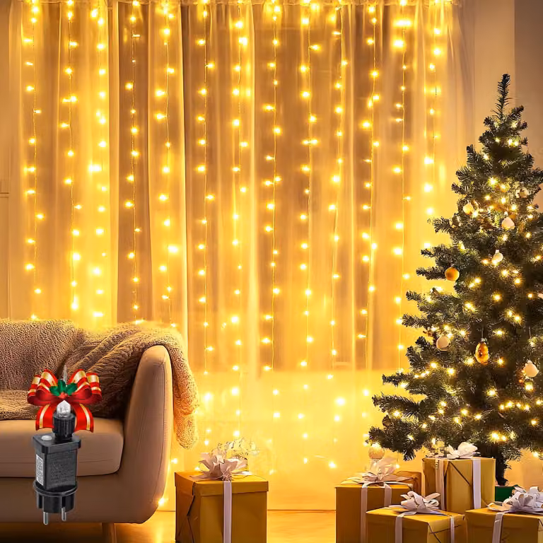 Tenda luminosa a LED, 1x1 metro, 100 LED, 8 modalità, grado di protezione IP44, timer, luce bianco caldo