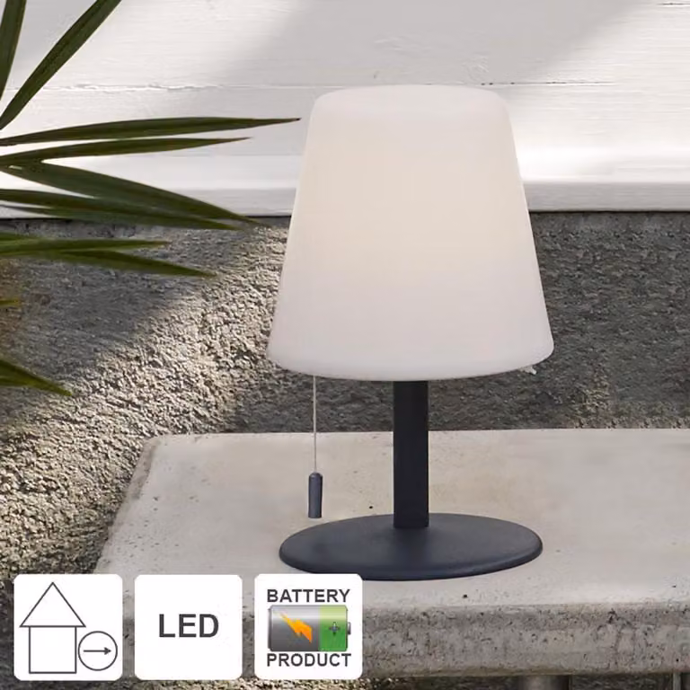 Star Trading Kreta, Lampada da esterno da tavolo, Bianca, IP44, Giardino, LED, 2 W