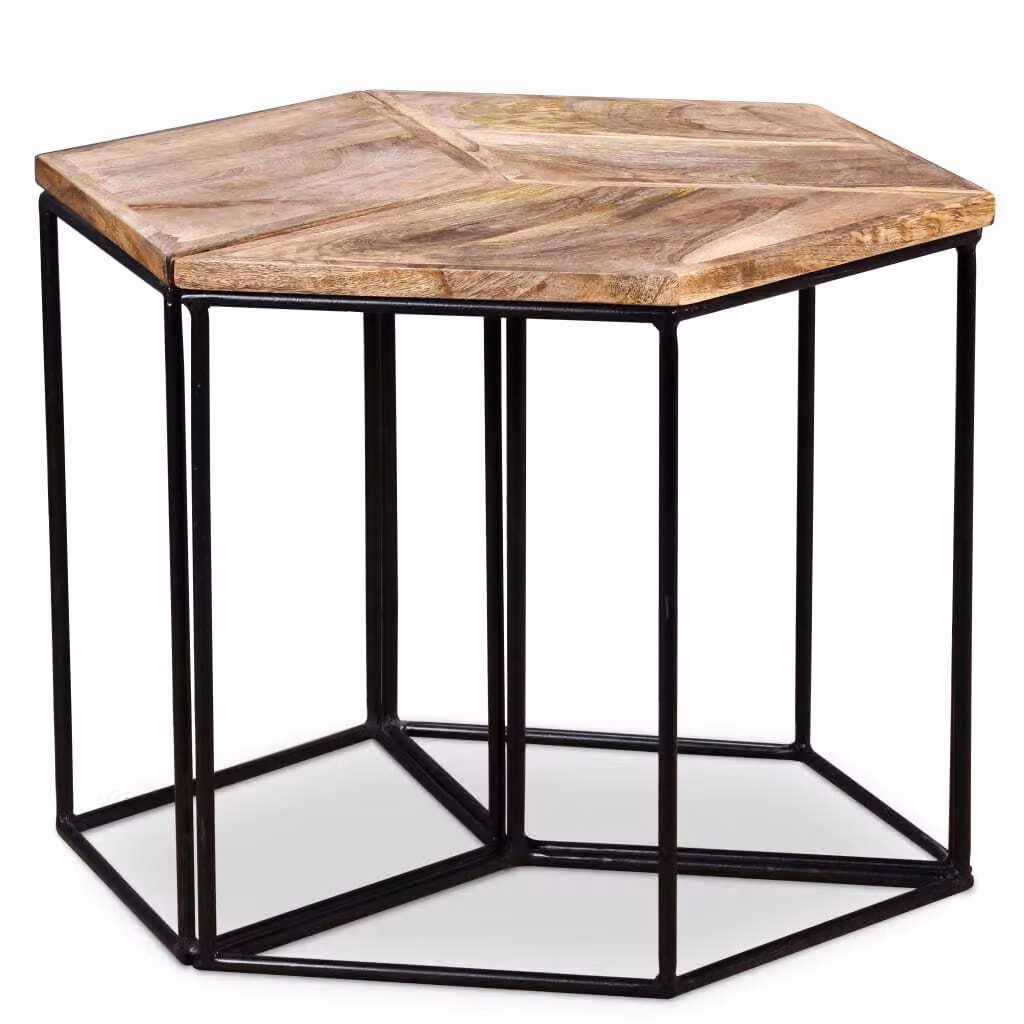 Tavolino in legno massiccio di mango 56x48x40 cm